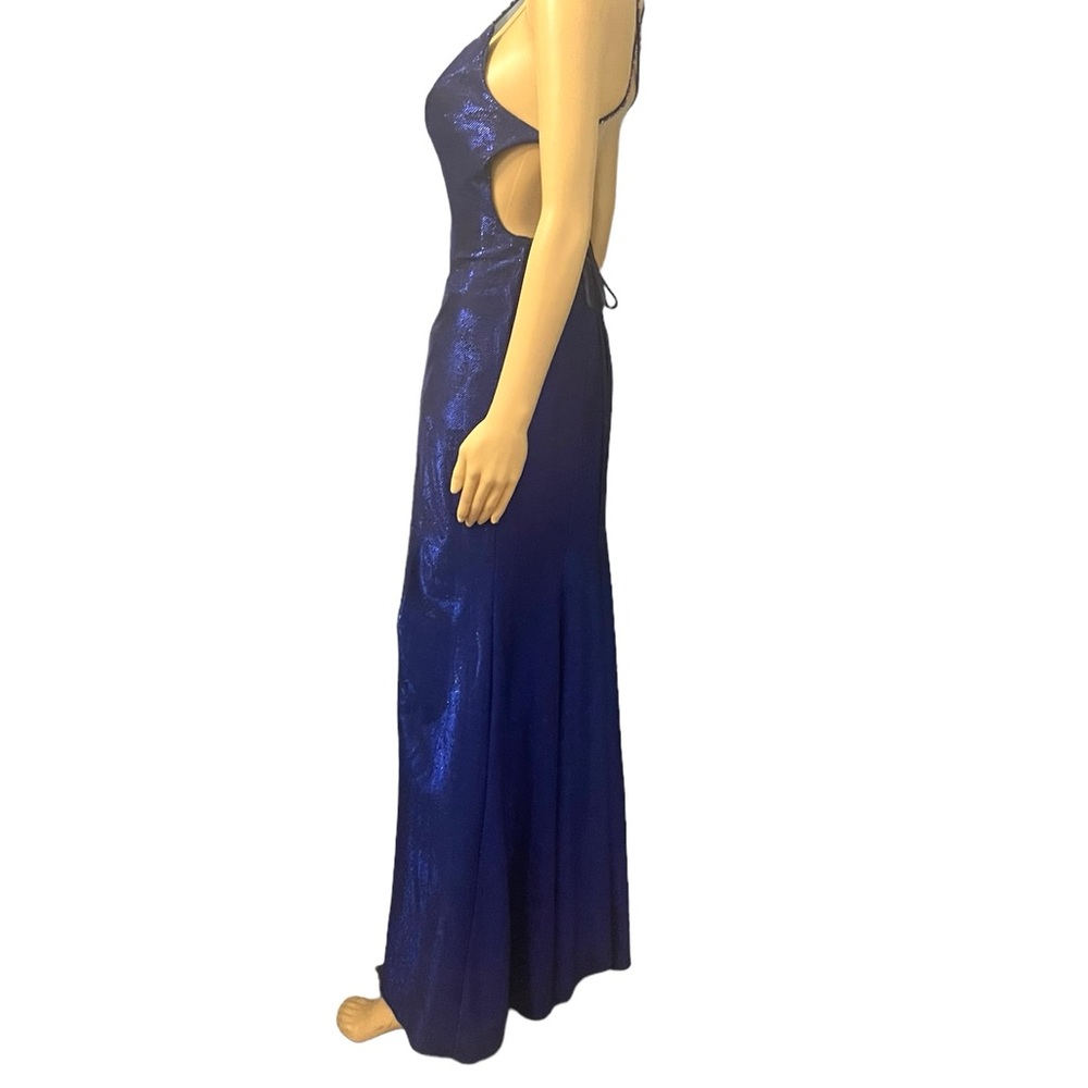 BOU BOU - METALLIC V NECK SLIT LONG GOWN - Picture 7 of 9